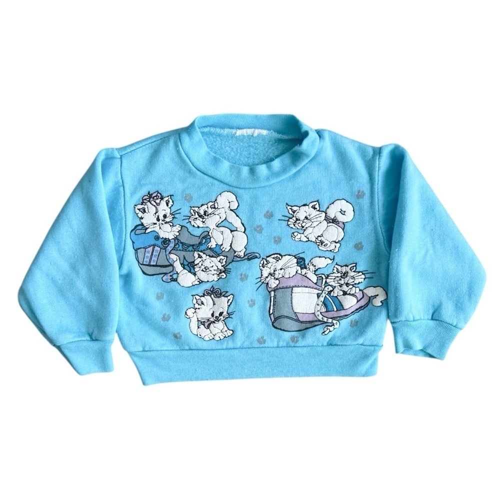 Kittens Playing Vtg 1990s Puff Print Sweatshirt Youth